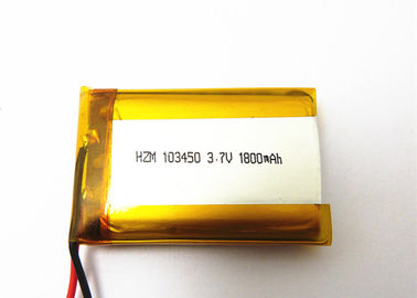 China 1800mah 3,7 Volt-Lithium-Polymer-Batterie 103450 mit Schutzschaltung fournisseur